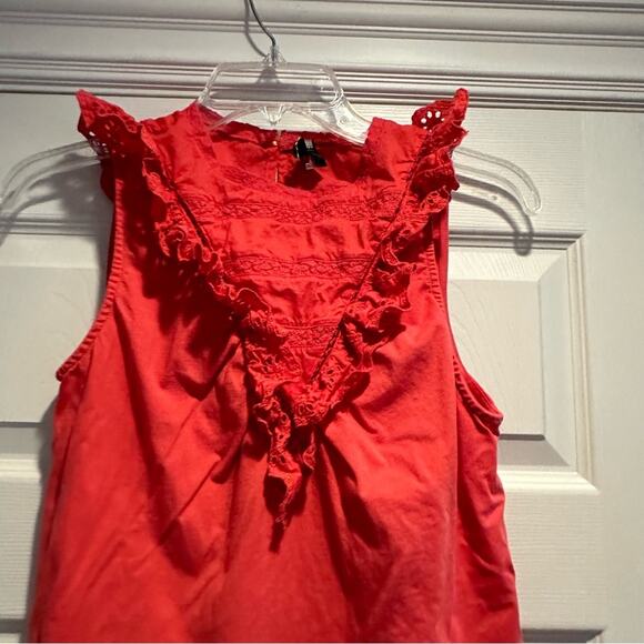 J Crew Eyelet Orange Ruffle Front Tank AW141 Sleeveless XS Sleeveless Shirt 2021 - Picture 13 of 13